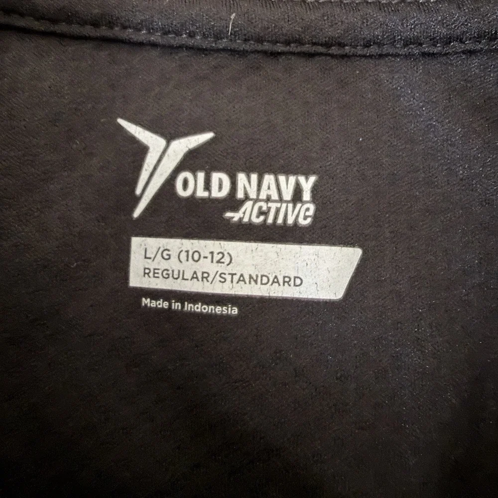 Old Navy Active 1/4 Full Zip Long Sleeve Athletic Youth Large 10-12 Black Green